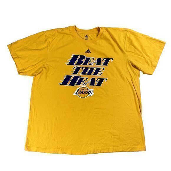 Adidas LOS ANGELES LAKERS Short Sleeve Shirt Beat the Heat Mens Size 2XL XXL - Picture 1 of 6